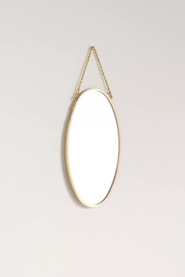 Gold Hanging Oval Mirror