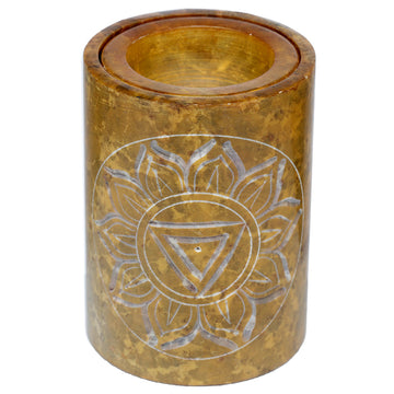 Yellow Soapstone Carved Chakra Oil Burner