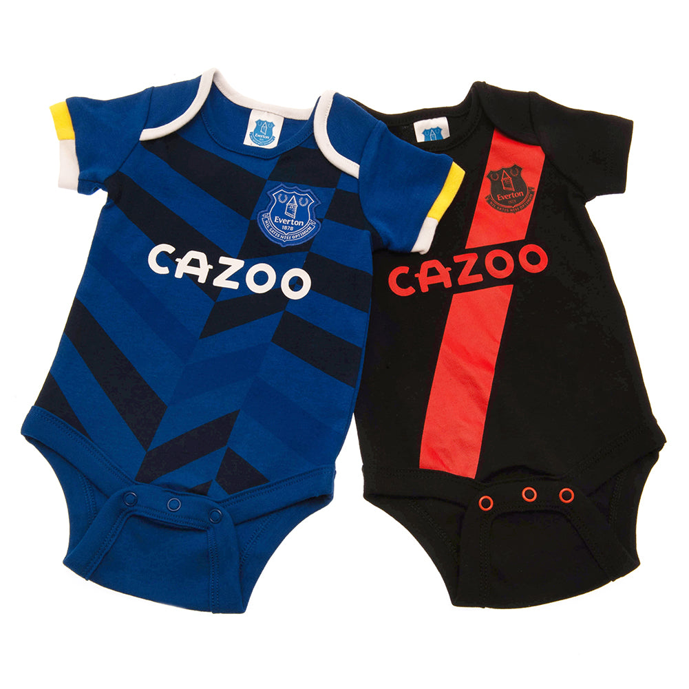 Everton FC 2 Pack Bodysuit 9-12 Mths - Officially licensed merchandise.