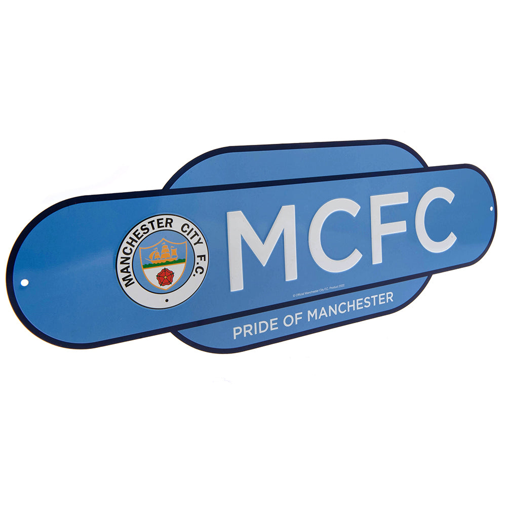 Manchester City FC Colour Retro Sign - Officially licensed merchandise.