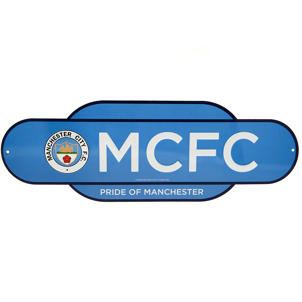 Manchester City FC Colour Retro Sign - Officially licensed merchandise.