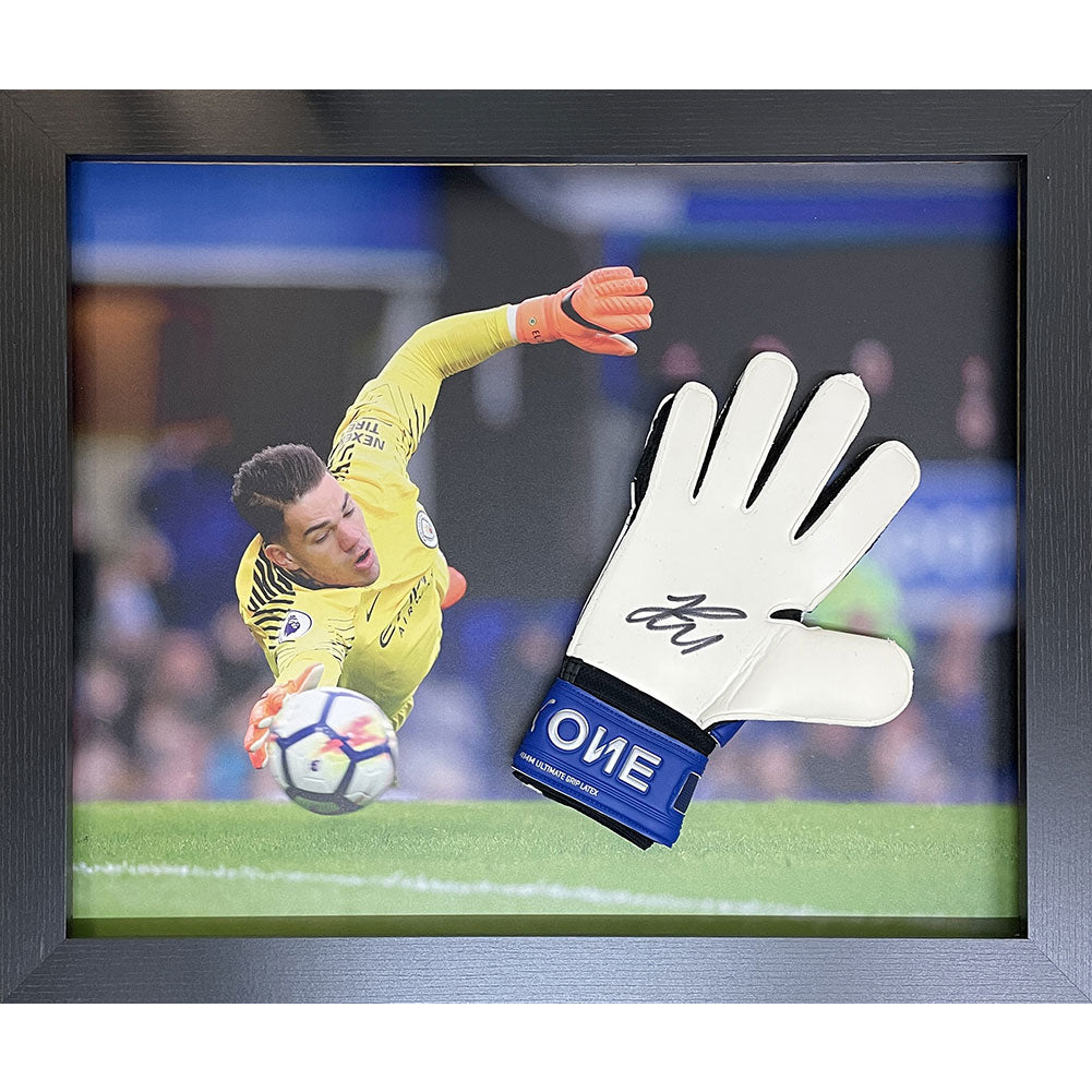 Manchester City FC Ederson Signed Glove (Framed) - Officially licensed merchandise.