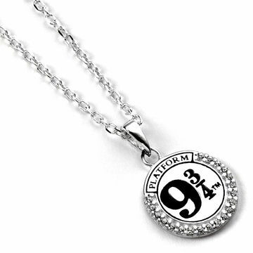 Harry Potter Sterling Silver Crystal Necklace 9 & 3 Quarters - Officially licensed merchandise.