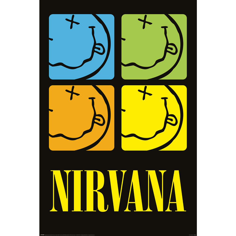 Nirvana Poster Smiley Squares 260 - Officially licensed merchandise.