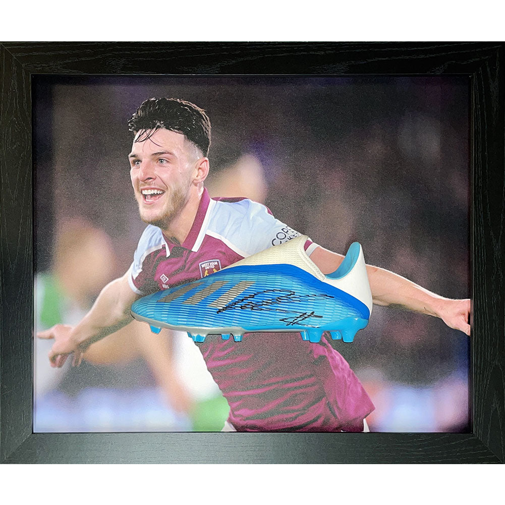 West Ham United FC Rice Signed Boot (Framed) - Officially licensed merchandise.