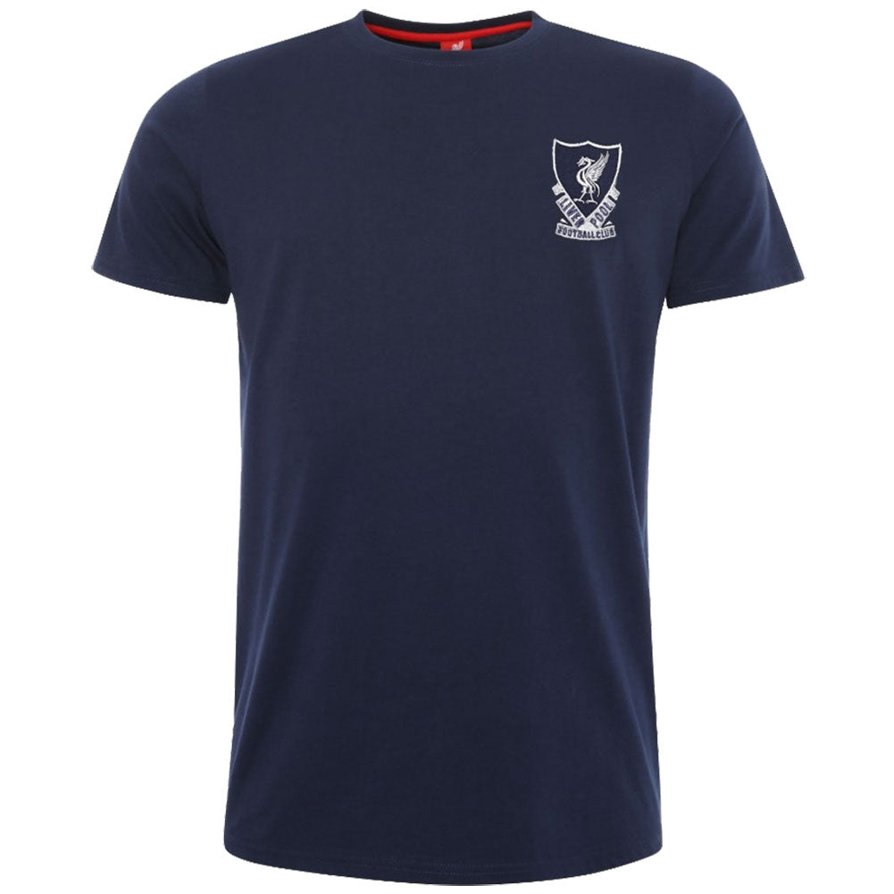 Liverpool FC 88-89 Crest T Shirt Mens Navy S - Officially licensed merchandise.