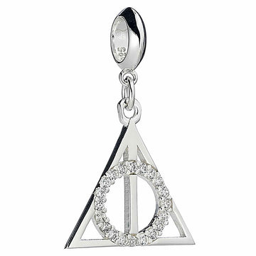 Harry Potter Sterling Silver Crystal Charm Deathly Hallows - Officially licensed merchandise.