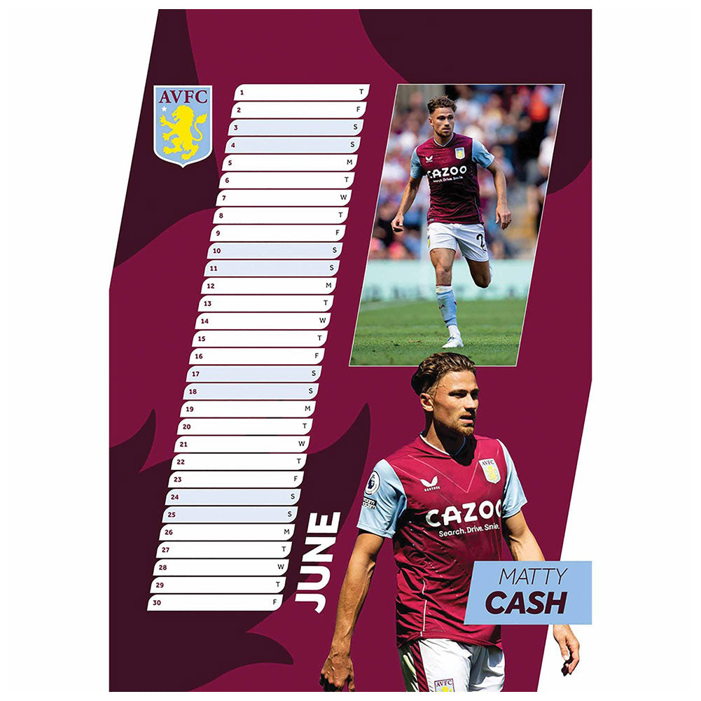 Aston Villa FC A3 Calendar 2023 - Officially licensed merchandise.