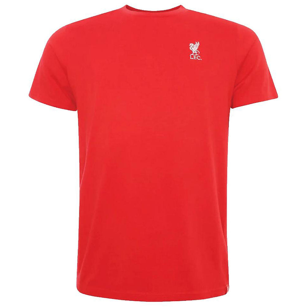 Liverpool FC Embroidered T Shirt Mens Red Small - Officially licensed merchandise.