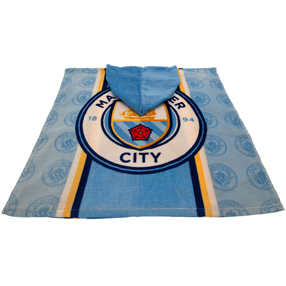 Manchester City FC Kids Hooded Poncho - Officially licensed merchandise.