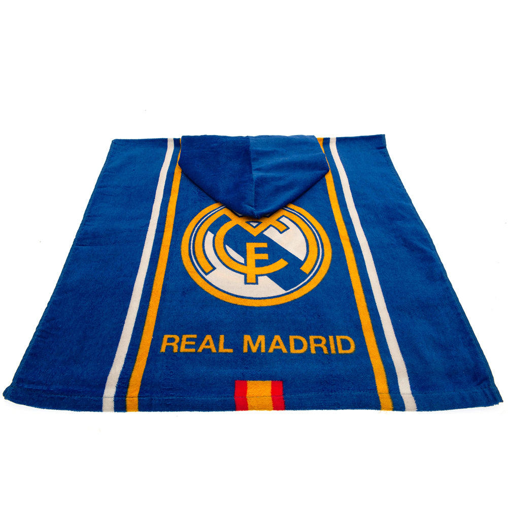 Real Madrid FC Kids Hooded Poncho - Officially licensed merchandise.