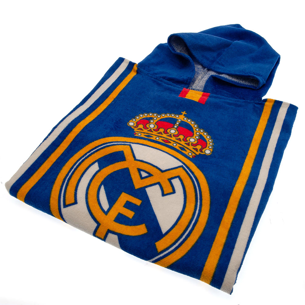 Real Madrid FC Kids Hooded Poncho - Officially licensed merchandise.