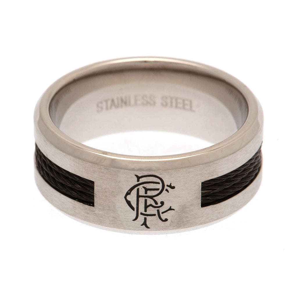 Rangers FC Black Inlay Ring Small - Officially licensed merchandise.