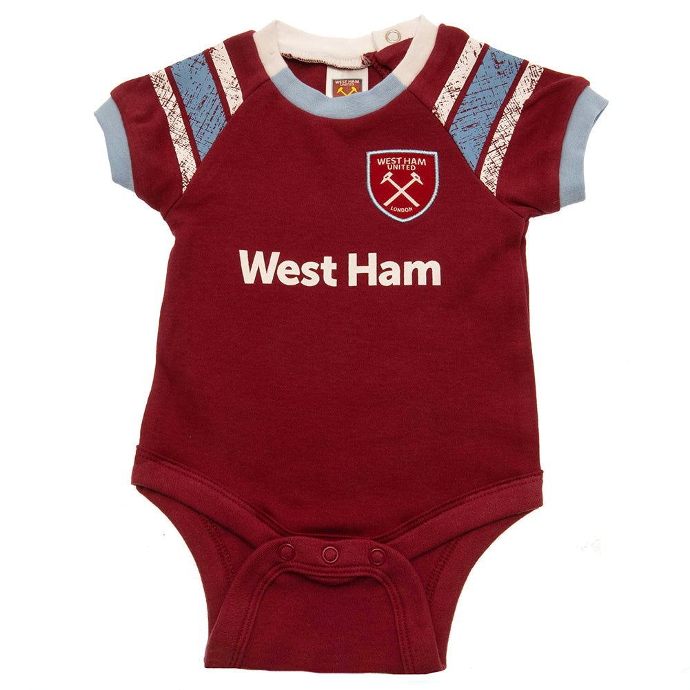 West Ham United FC 2 Pack Bodysuit 12-18 Mths ST - Officially licensed merchandise.