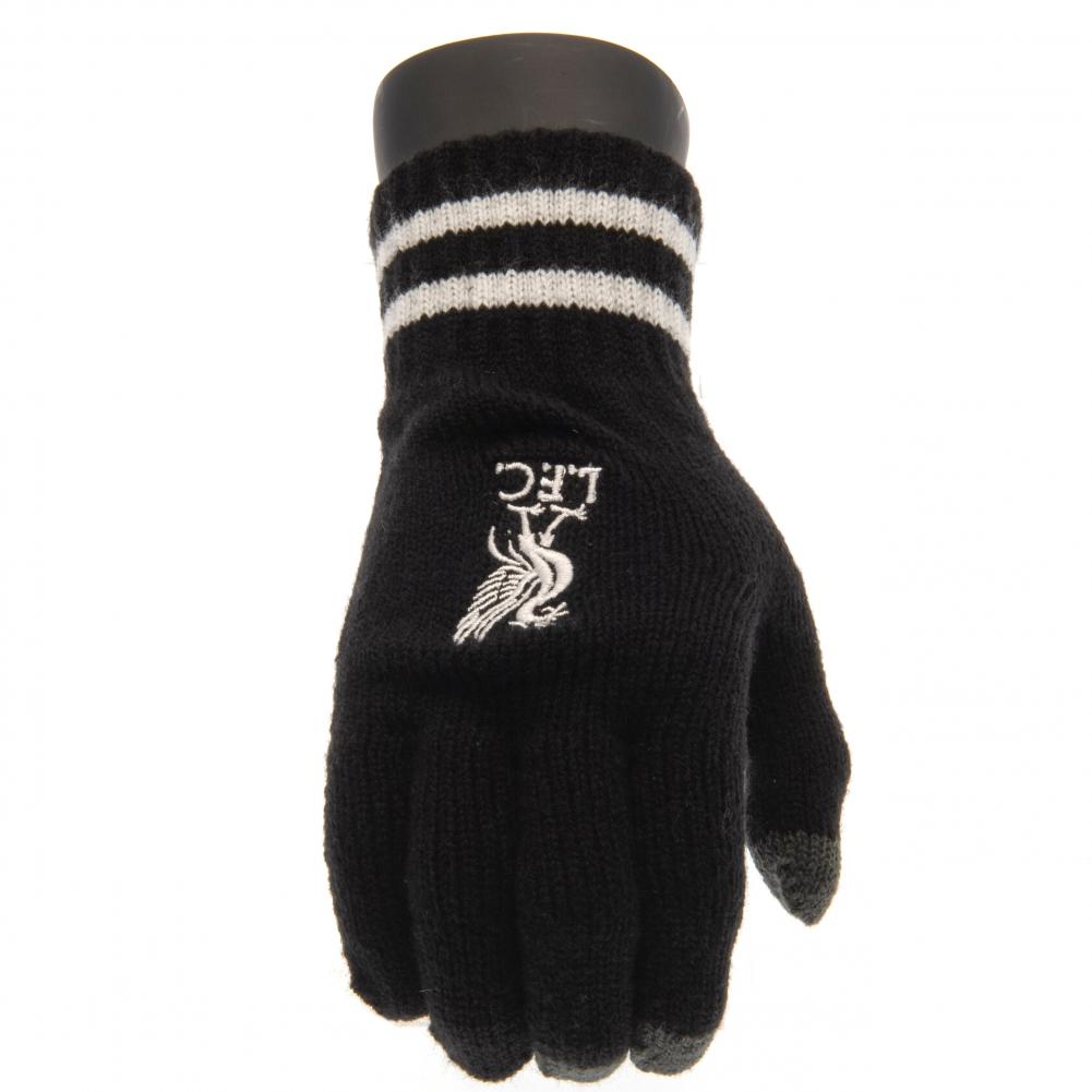 Liverpool FC Touchscreen Knitted Gloves Youths BK - Officially licensed merchandise.