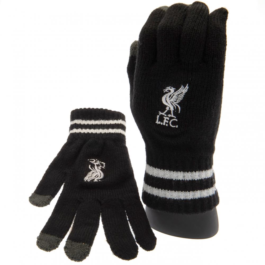 Liverpool FC Touchscreen Knitted Gloves Youths BK - Officially licensed merchandise.