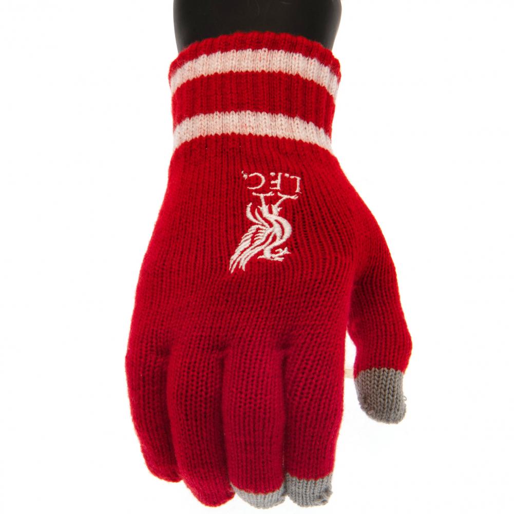 Liverpool FC Touchscreen Knitted Gloves Youths RD - Officially licensed merchandise.