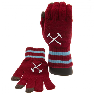 West Ham United FC Touchscreen Knitted Gloves Youths - Officially licensed merchandise.