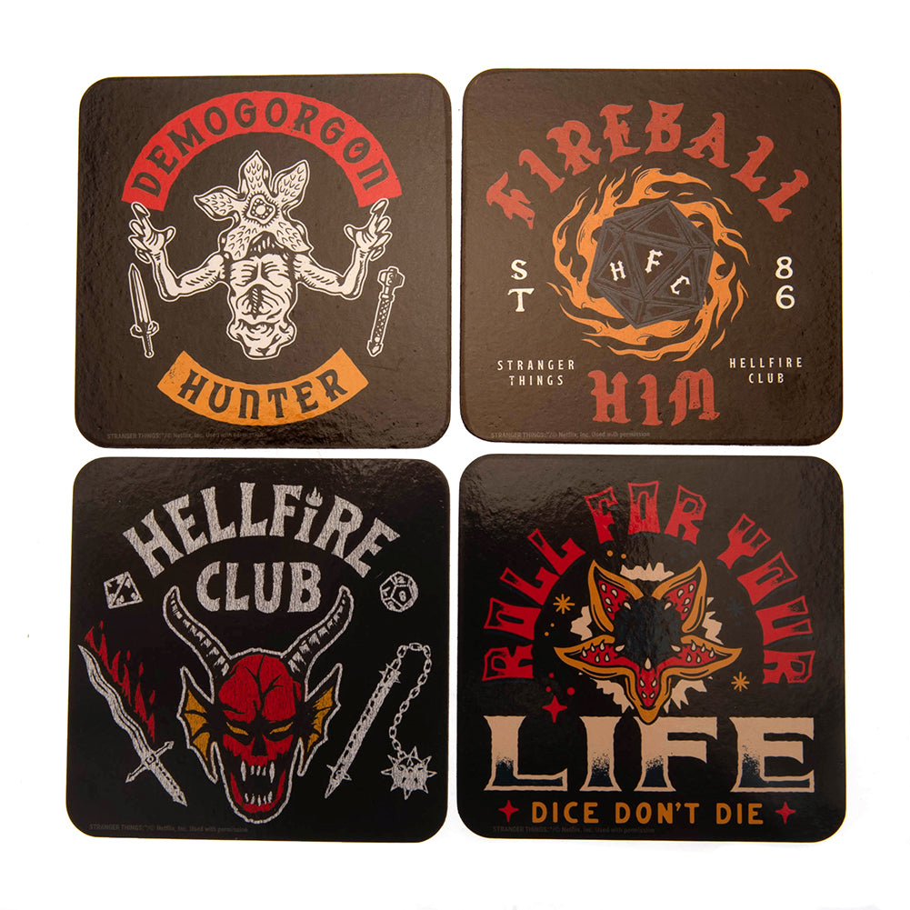 Stranger Things Coaster Set Hellfire Club - Officially licensed merchandise.