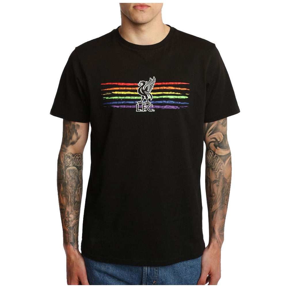 Liverpool FC Liverbird Pride T Shirt Mens Black Small - Officially licensed merchandise.