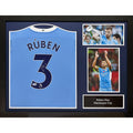 Manchester City FC Dias Signed Shirt (Framed) - Officially licensed merchandise.