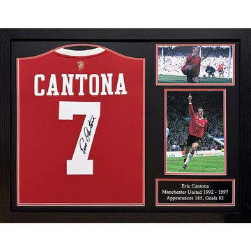 Manchester United FC Cantona Signed Shirt (Framed) - Officially licensed merchandise.