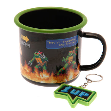 Teenage Mutant Ninja Turtle Enamel Mug & Keyring Set - Officially licensed merchandise.