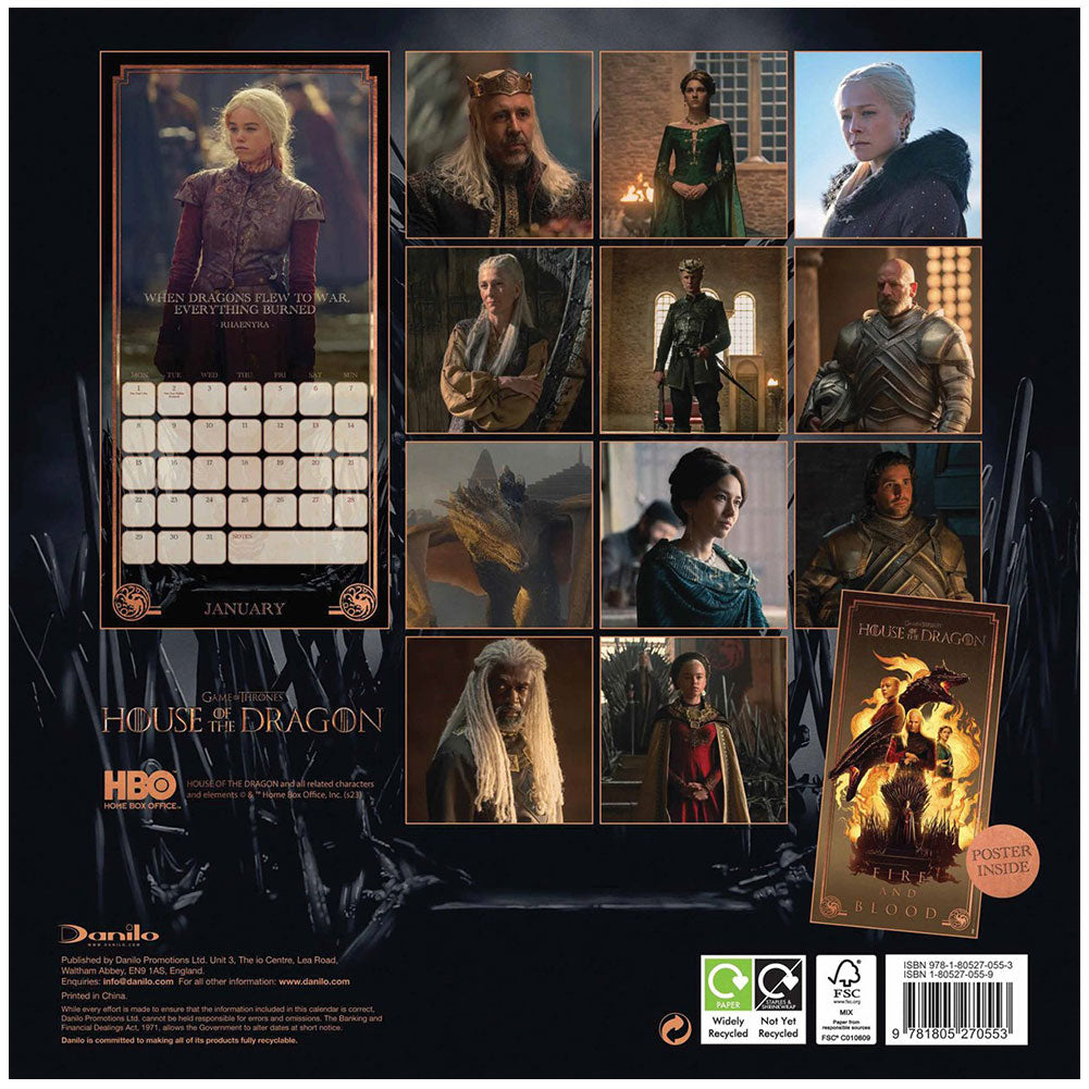 House Of The Dragon Square Calendar 2024 Official Merch   TM 03133 House Of The Dragon Square Calendar 2024 2 