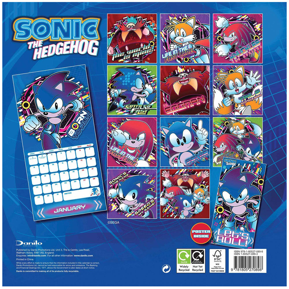 Sonic The Hedgehog Square Calendar 2024 Official Merch   TM 03152 Sonic The Hedgehog Square Calendar 2024 2 