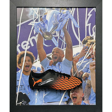 Manchester City FC Kompany Signed Boot (Framed) - Officially licensed merchandise.