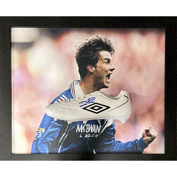 Rangers FC Laudrup Signed Boot (Framed) - Officially licensed merchandise.