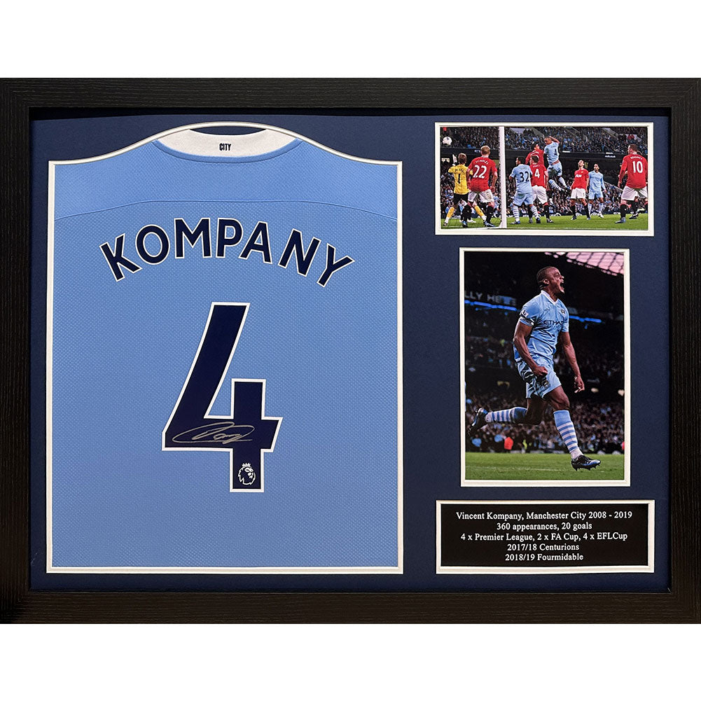 Manchester City FC Kompany Signed Shirt (Framed) - Officially licensed merchandise.