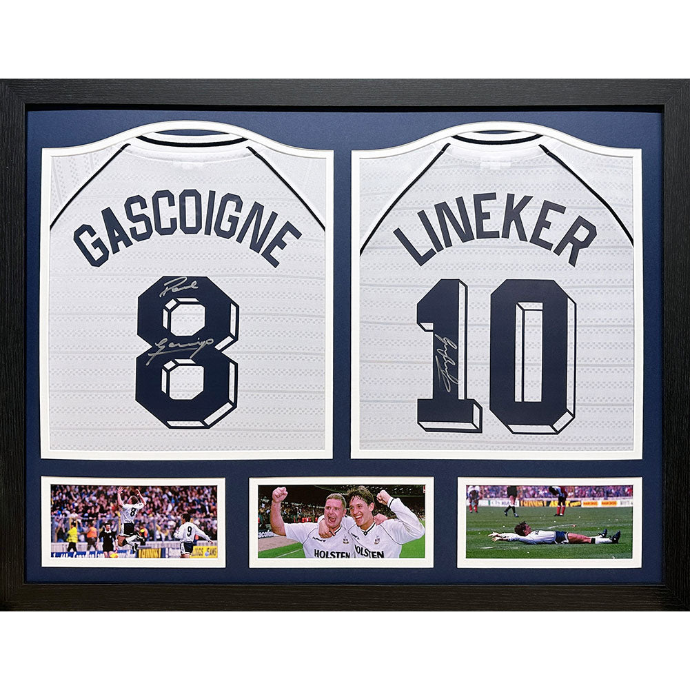 Tottenham Hotspur 1991 Lineker & Gascoigne Signed Shirts (Dual Framed) - Officially licensed merchandise.