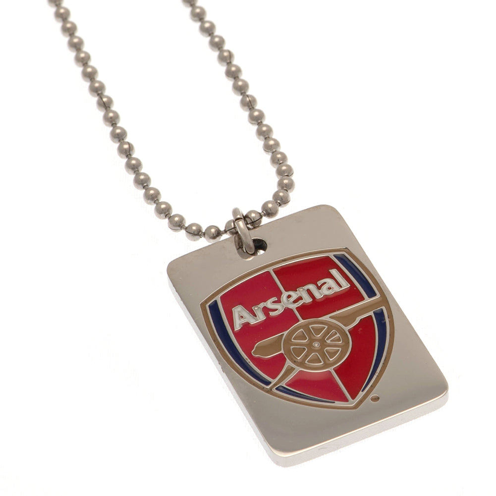 Arsenal FC Enamel Crest Dog Tag & Chain - Officially licensed merchandise.