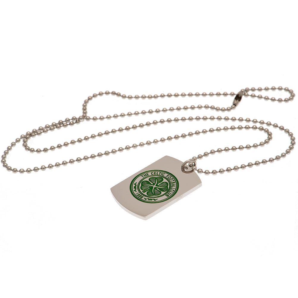 Celtic FC Enamel Crest Dog Tag & Chain - Officially licensed merchandise.