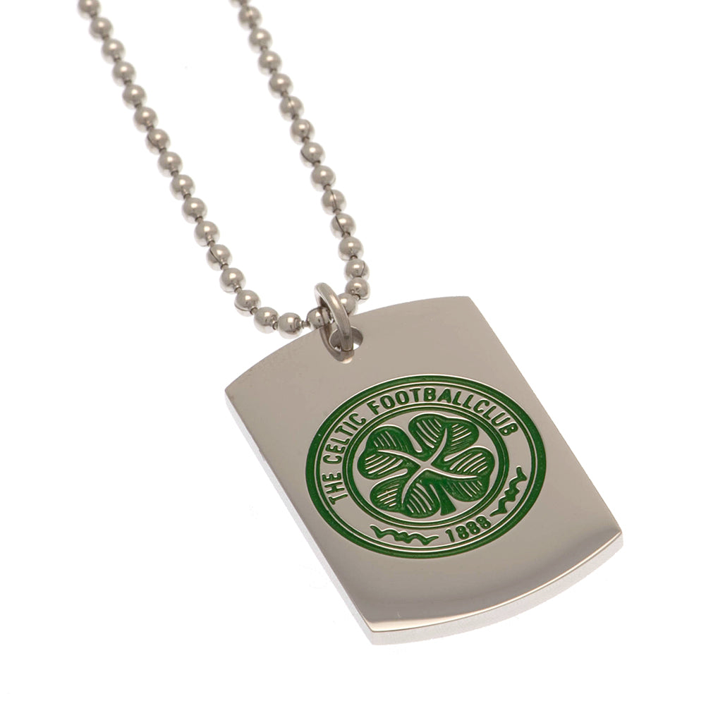 Celtic FC Enamel Crest Dog Tag & Chain - Officially licensed merchandise.