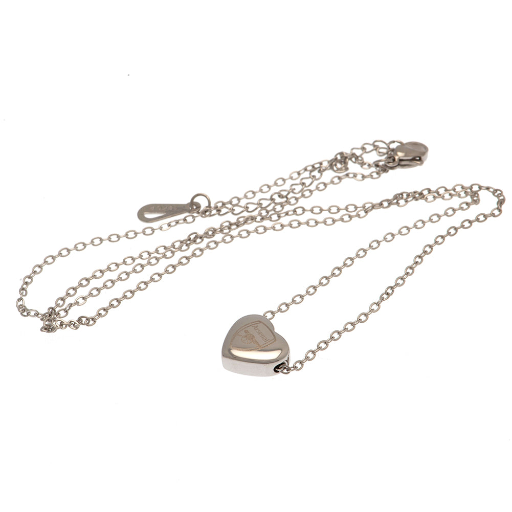 Arsenal FC Stainless Steel Heart Necklace - Officially licensed merchandise.