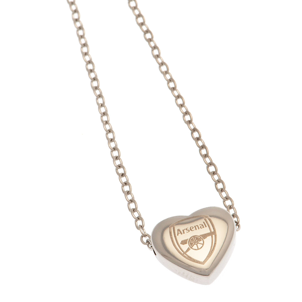 Arsenal FC Stainless Steel Heart Necklace - Officially licensed merchandise.
