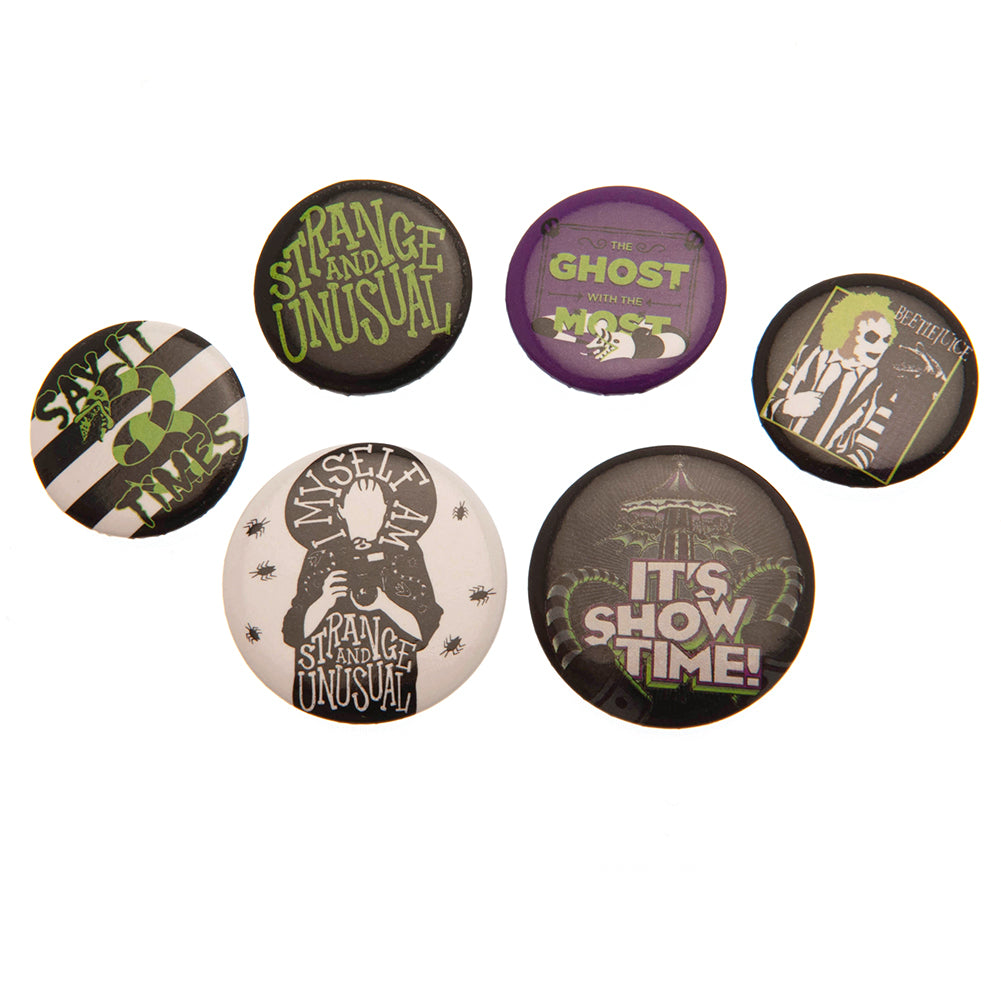 Beetlejuice Button Badge Set - Officially licensed merchandise.