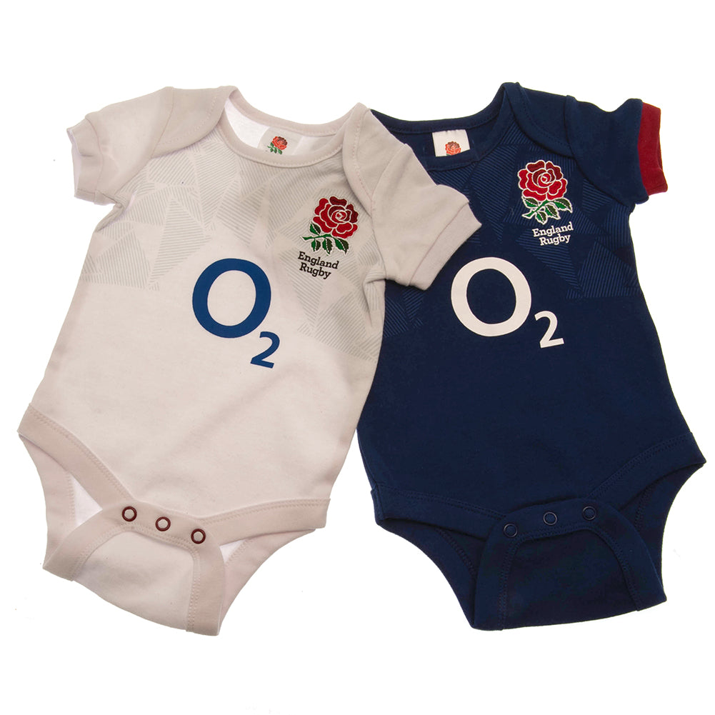 England RFU 2 Pack Bodysuit 0/3 mths PC - Officially licensed merchandise.