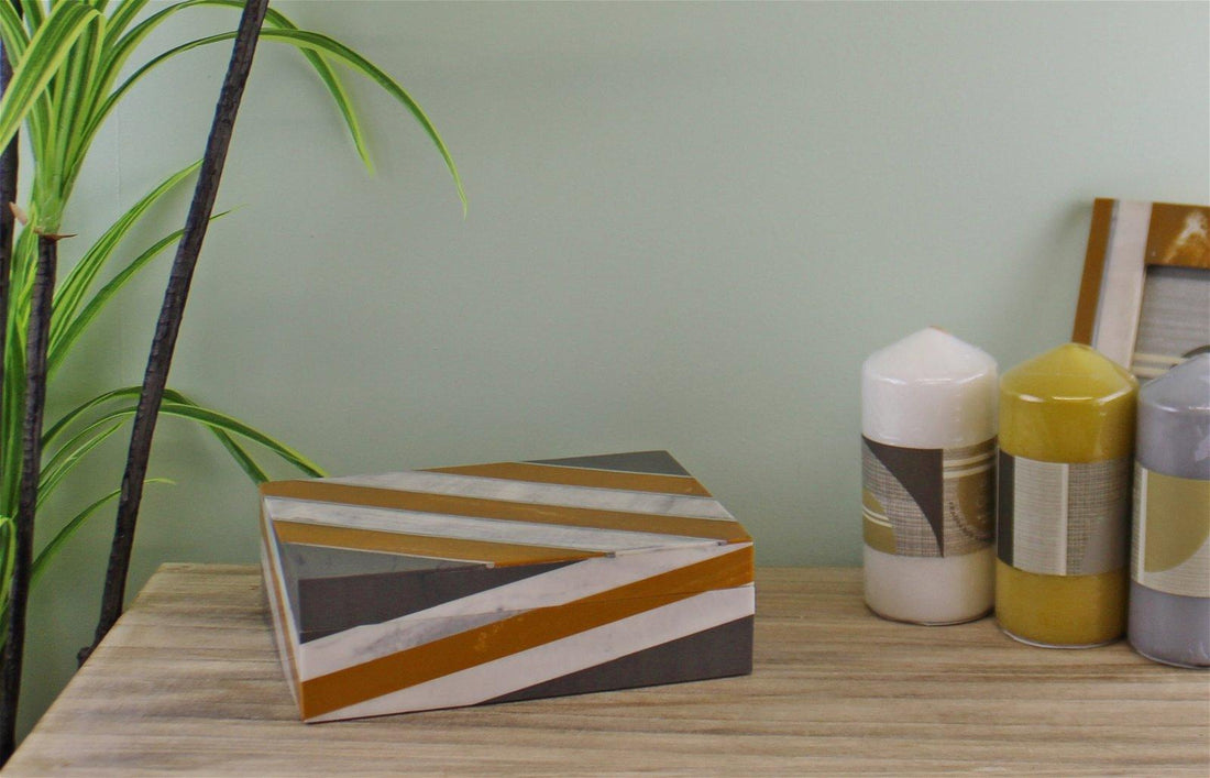 Abstract Design Resin Large Trinket Box, Design 1 , Diagonal Stripes - £41.99 - Trinket Drawers 