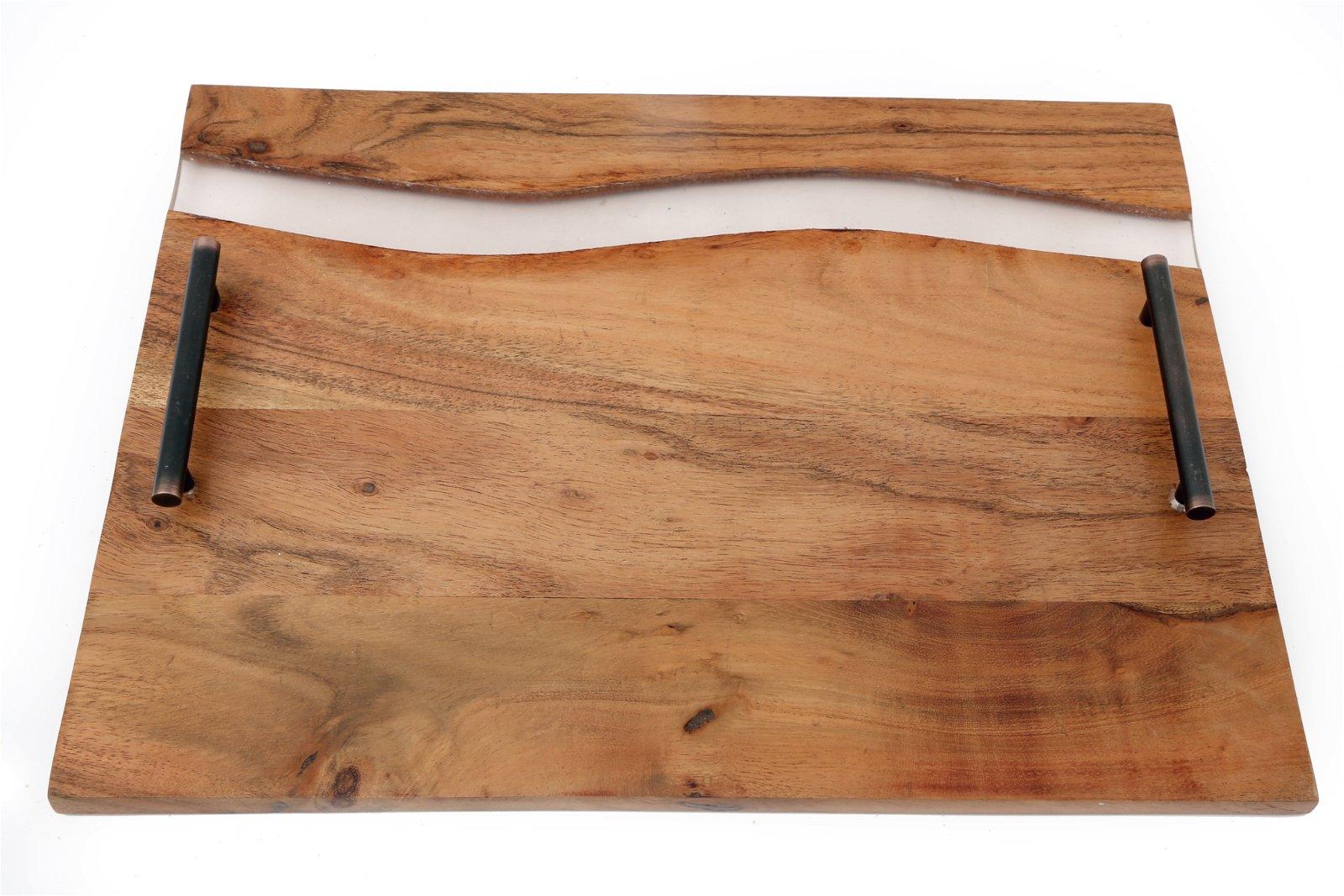 Acacia Wood Tray With Handles-