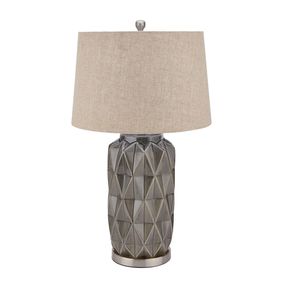 Acantho Grey Ceramic Lamp With Linen Shade - £209.95 - Lighting > Ceramic Lamps > Black Friday Lighting 