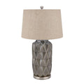 Acantho Grey Ceramic Lamp With Linen Shade - £209.95 - Lighting > Ceramic Lamps > Black Friday Lighting 