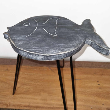 Albasia Wood Fish Stand - Greywash - £45.0 - 