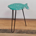 Albasia Wood Fish Stand - Turquoise-