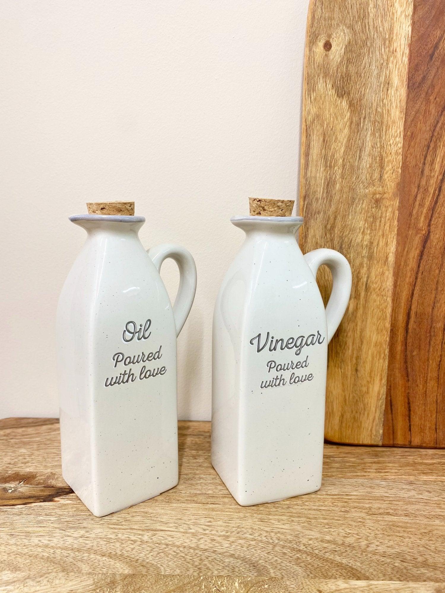 Antique Grey Oil & Vinegar Containers-Kitchen Storage