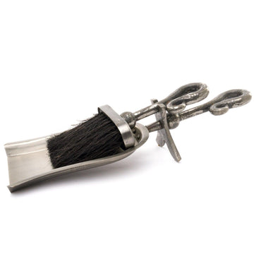 Antique Pewter Crook Handled Hearth Tidy - £44.95 - Fireside Accessories > Companion Sets and Accessories 