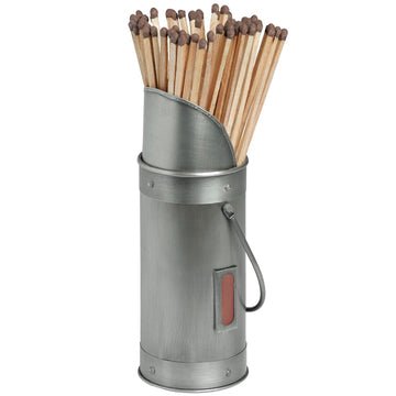 Antique Pewter Match Holder With 60 Matches - £32.95 - Fireside Accessories > Buckets, Hods and Holders > Biggest Discounts 