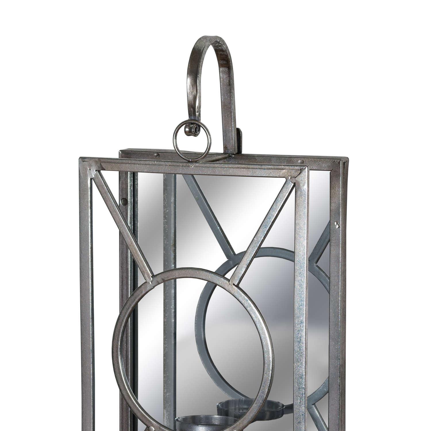 Antique Silver Rectangle Mirrored Tealight Holder-Gifts & Accessories > Candle Holders > Candle Holders